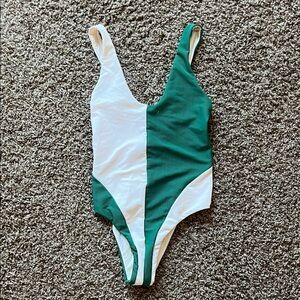 Beach Riot Green and White womens One Piece Swimsuit
